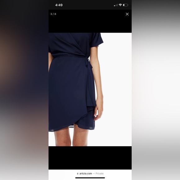 Babaton Wrap Dress - XXS Navy Blue - Picture 3 of 7